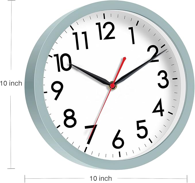 AKCISOT Wall Clock, Modern Small Wall Clocks Battery Operated 10 Inch, Silent Non-Ticking Analog Classic for Office, Home, Bathroom, Kitchen, Bedroom, School(Blue Gray)