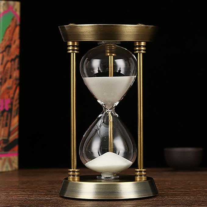 Sand Timer 15 Minutes,Hour Glass,Metal Vintage Hourglass,Hourglass Decor,for Home Decoration Office Desk Wedding Party Decor Kitchen Timer (White Sand)