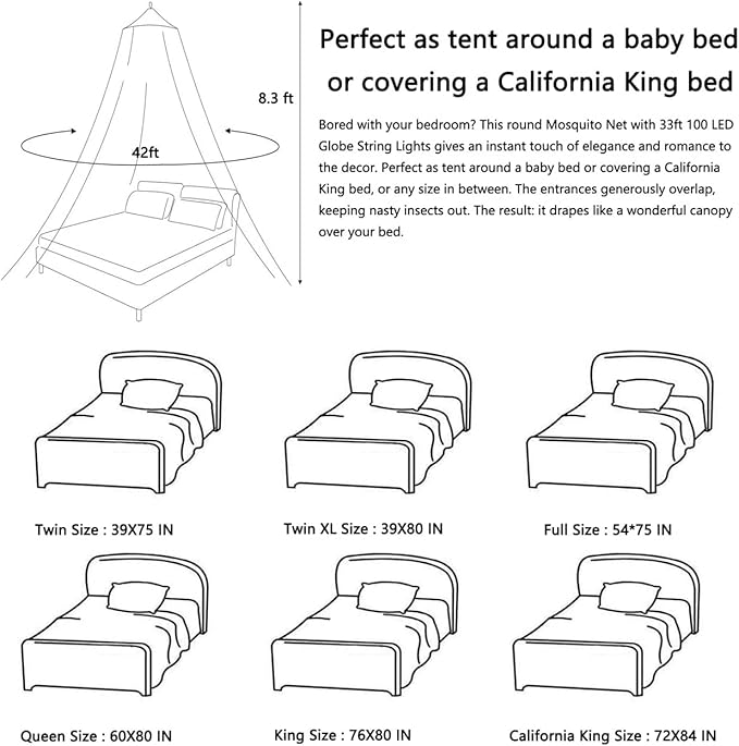 Comtelek Bed Canopy with Lights,Canopy Bed Curtain with RGB Music Sync Color Changing LED Star Lights with App Remote Mosquito Net for Princess Girls Bedroom,Dome Canopy for Twin,Queen,King Size Bed