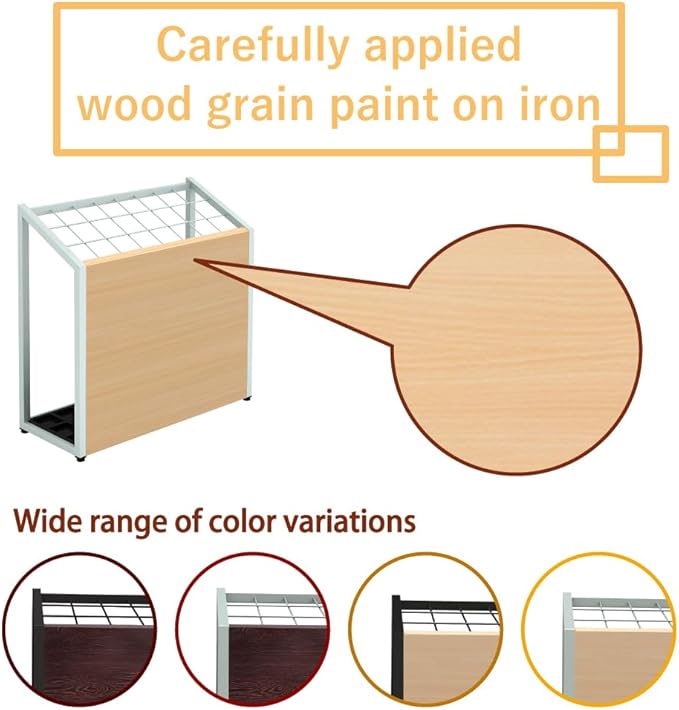 AKIRA Large Capacity Umbrella Stand for 24-Umbrellas Modern Natural Wood Grain & Gray Metal Entryway Organizer Rack Holder for Office or Lobby, Model US-US-0625-GYNA