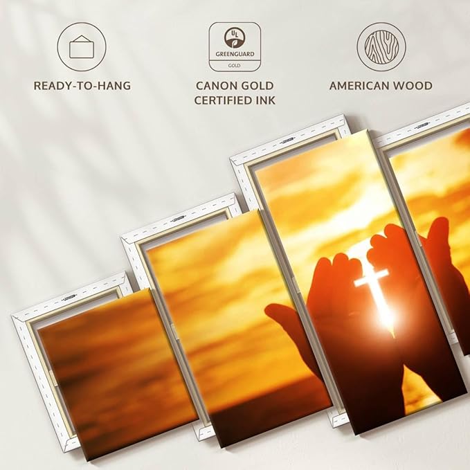 Elephant Stock Religion Wall Art Multi Piece Canvas - 5 Panel Christian Pictures Decor - Digital Design Canvas Print - Christian Wall Decor - 42" X 19"