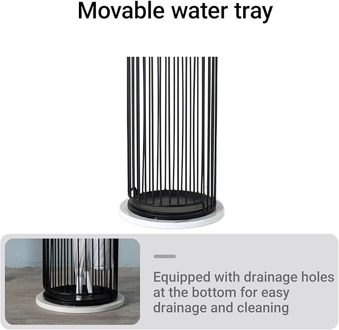 Large Capacity Umbrella Stand Rack Commercial,Large Capacity Metal Upright Umbrella Storage Cylinder,Metal Standing Umbrellas Holder(Black)