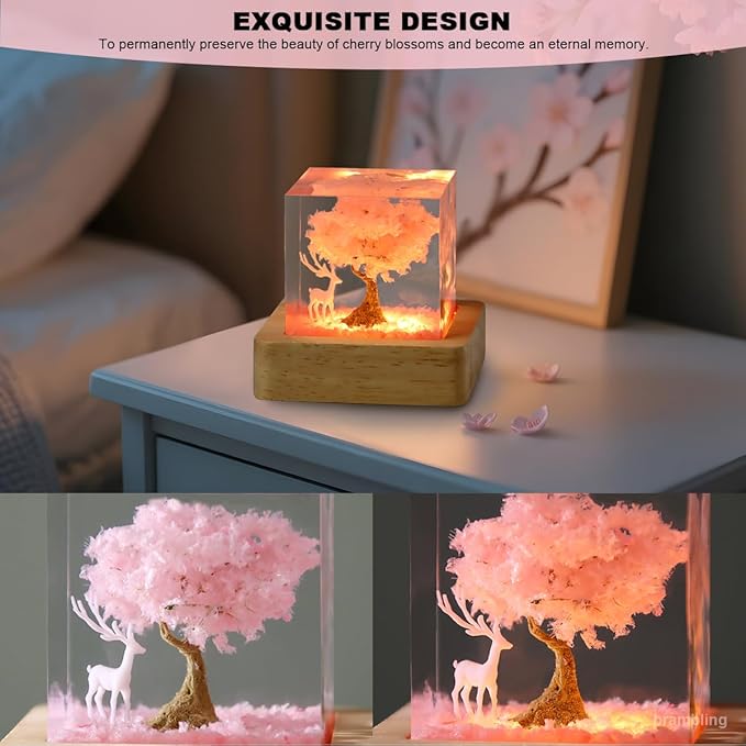 brambing Sakura Elk Resin Ambient Light Bubble free, Non stringy, Odorless, Durable Premium Home Decor Piece, Perfect Craft For Collection Ideal Gift Choice. (Sakura - deep pink, Small - 5CM)