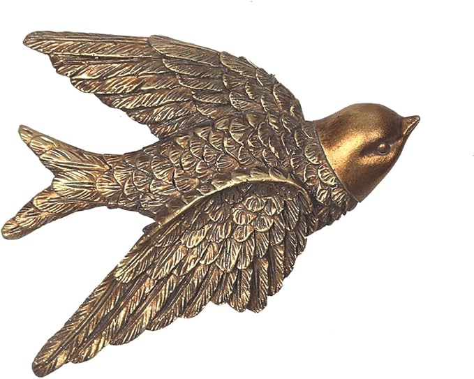 S-MANTIS Vintage Wall Sculpture, Antique Pediment Hallway Wall Art, Hand Painted Bird With Exquisite Wing And Feather Details, Aesthetic Room Decor Unique Gift (Antique Bird)