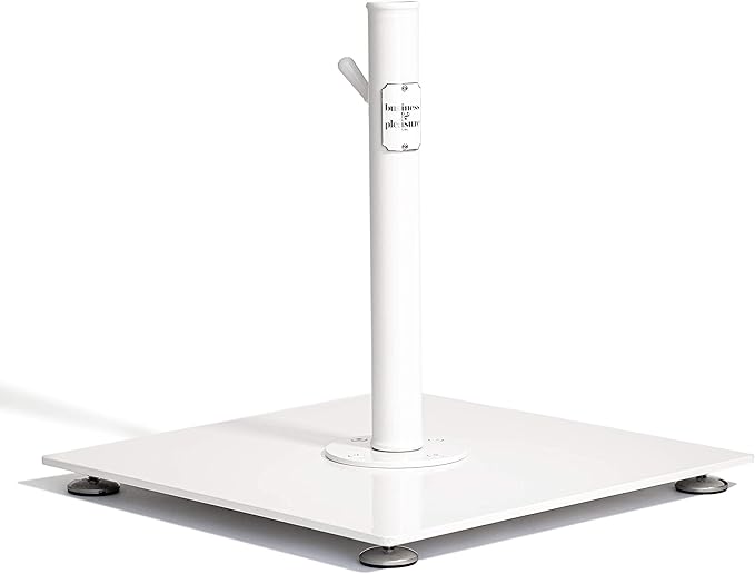 Business & Pleasure Co. Classic Patio Umbrella Base - Fits 6' to 11' Patio & Beach Umbrellas - Heavy Duty Square Metal Umbrella Stand Outdoor Base - White, 90 lbs