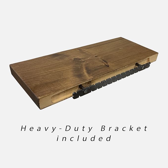 URBANDI, Rustic Floating Shelves, Set of 2, Hidden Bracket, Solid Wood, Heavy Duty, Wall Mounted Shelves, (Grey, 48Wx10D)