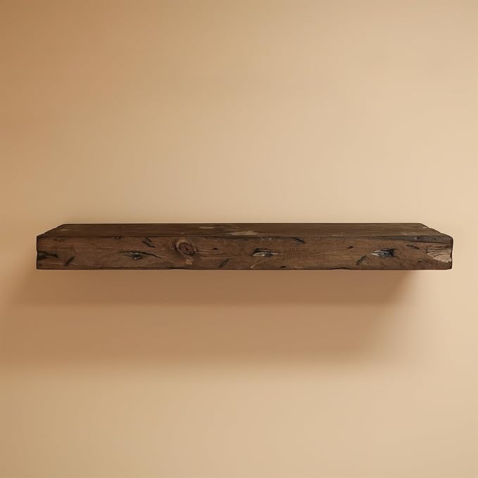 Urbandi Rustic Distressed Floating Shelves, Set of 2, Handmade Out of Pine Wood, 3 Inch Thick, Made in USA (Jacobean, 48Lx3Hx6D)