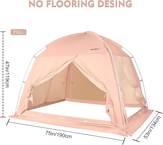 Bed Tents Canopy Bed–Privacy Dream Tent for Cozy Indoor Sleeping, Light-Reducing,and Breathable, with 4 Doors Floor Tent Bed–Available in Twin, Full, and Queen Sizes