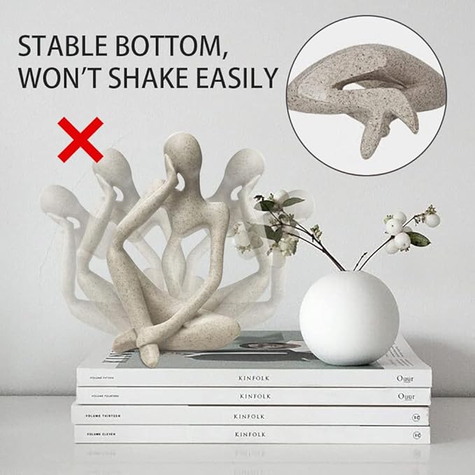 Sandstone Resin Thinker Style Abstract Sculpture Statue Collectible Figurines Home Office Bookshelf Desktop Decor(Sandstone - Left Reverie)