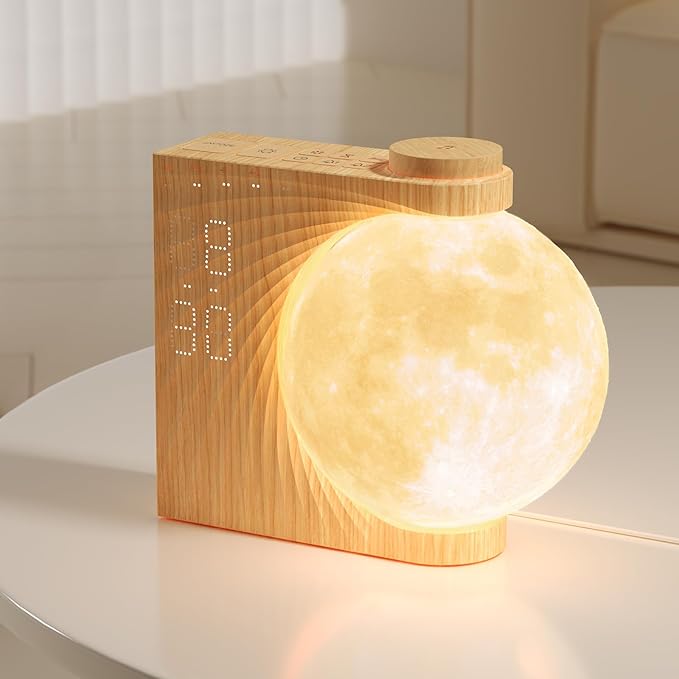 Sunrise Alarm Clocks for Heavy Sleepers,Night Lamp Clocks for Bedrooms with Moon Light,10 Light Effects,30/60/90 Timer,10 Sleep Nature Sounds,15 Ringtones,12 Volume Control with Snooze Function