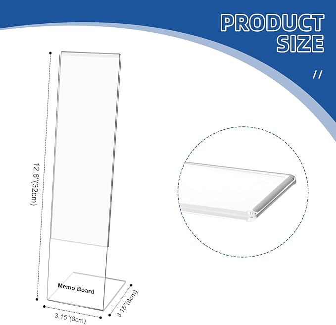 Monitor Memo Board Holder by Computer Screen Acrylic Sticky Note Stand Message Panel Reminder for Office, Pack of 4, Clear