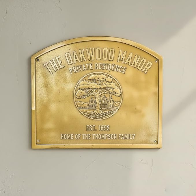 Personalized Plaque | Custom Engraved Wall Plate | Antique Style Name Plate for Home, Office, Shop, Memorial & Decor | Premium Quality Sign (Durable & Elegant) (Brass Plaques, 15"x12"inches)