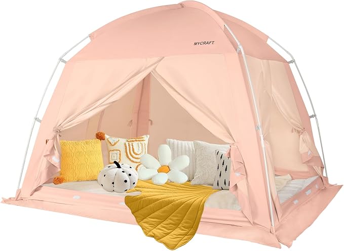 Bed Tents Canopy Bed–Privacy Dream Tent for Cozy Indoor Sleeping, Light-Reducing,and Breathable, with 4 Doors Floor Tent Bed–Available in Twin, Full, and Queen Sizes