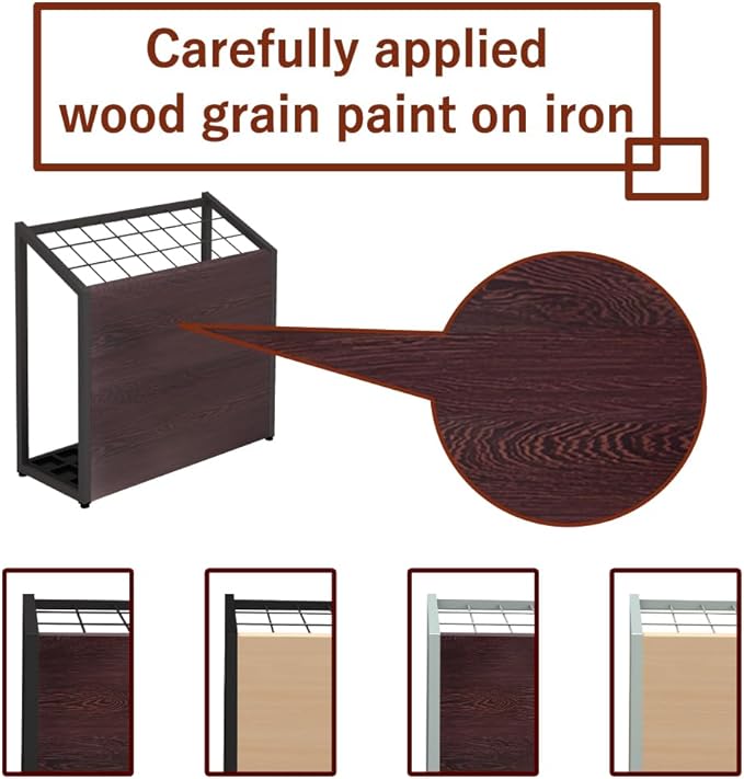 AKIRA Mid-Size Umbrella Stand for 12-Umbrellas Modern Brown Wood Grain & Gray Metal Entryway Organizer Rack Holder for Office or Lobby, Model US-US-0325-GYDB