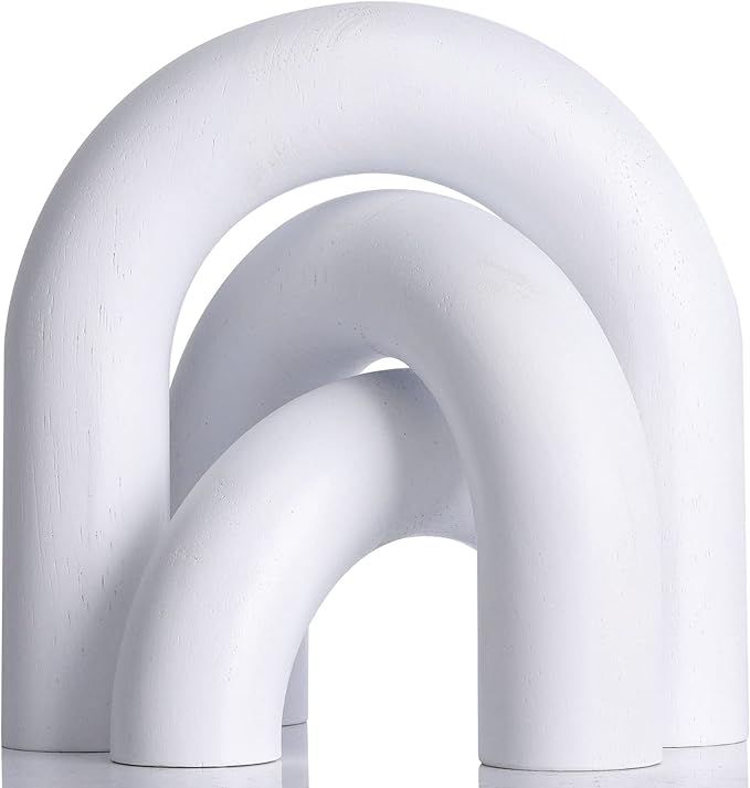 XMGZQ White Wood Arch for Coffee Table Decor Items,Wood Statue and Sculpture Set 3,Japanese Neutral Home Decor Aesthetic,Living Room,Entryway,Bookshelf,Floating,Console,Boho Minimalist Objects