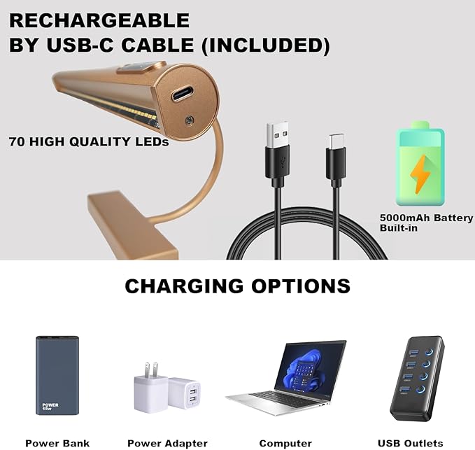 Dimmable Cordless Picture Light with Controller and Timer, Rechargeable 5000mAh Battery Wall Sconce for Wall Pictures, Gallery Artwork, Paintings, Portraits, Dartboards (Gold)