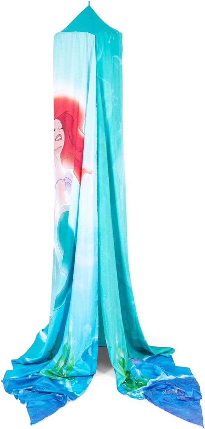 Ukonic Disney The Little Mermaid Ariel Kids Bed Canopy Curtains for Ceiling, Hanging Mosquito Netting Cover for Reading Nook, Sleeping Tent | Playroom Accessories, Home Decor Room Essentials
