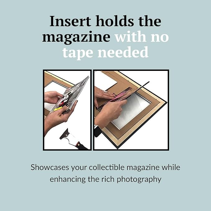 Creative Picture Frames 10 x 12 Magazine Frame with Full-Strength Glass, Holds Up To A 1/4" Thick Media with Installed Hangers for Easy Mounting, 12x14 Manhattan Black Frame with Black Mat