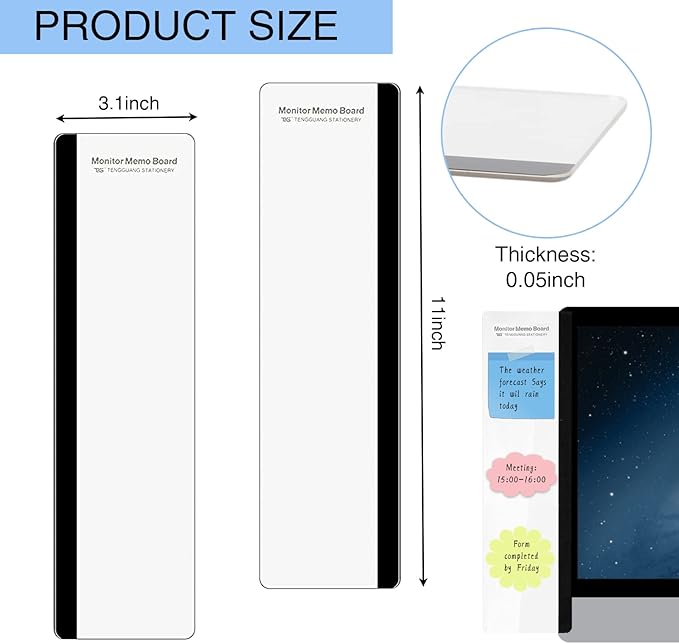 Office Desk Accessories 2pcs Multifunction Computer Monitor Memo Board - Transparent Computer Side Panel Memo Creative Monitor Side Panel Suitable for Office Home Desktop
