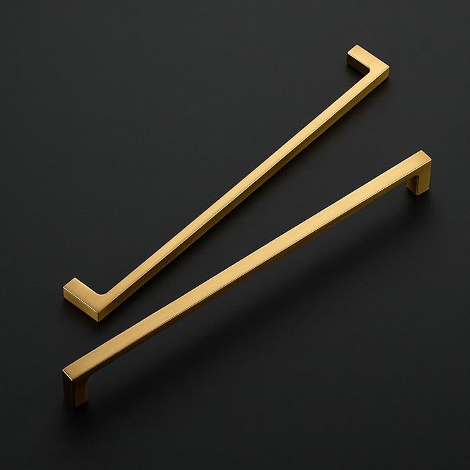 Ravinte 20 Pack 10 Inch Solid Square Cabinet Pulls - Brushed Brass Handles for Kitchen Cabinets & Drawers