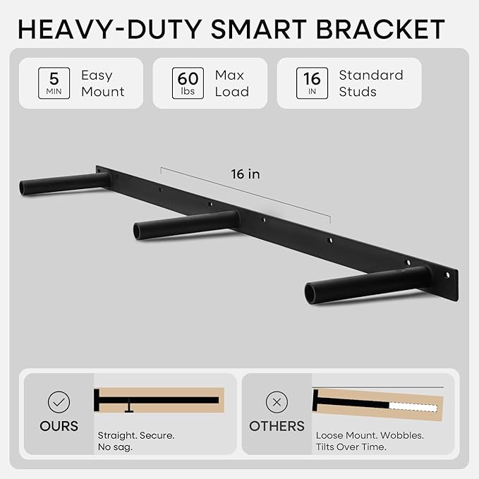 Homeforia 42 inch Wood Floating Shelf, High End Solid Natural Wood 42inch Large Floating Shelves for Wall Mounted, Unfinished Wooden Floating Shelves, Heavy Duty Bracket, 42 X 6.5 X 1.75 in, Set of 2