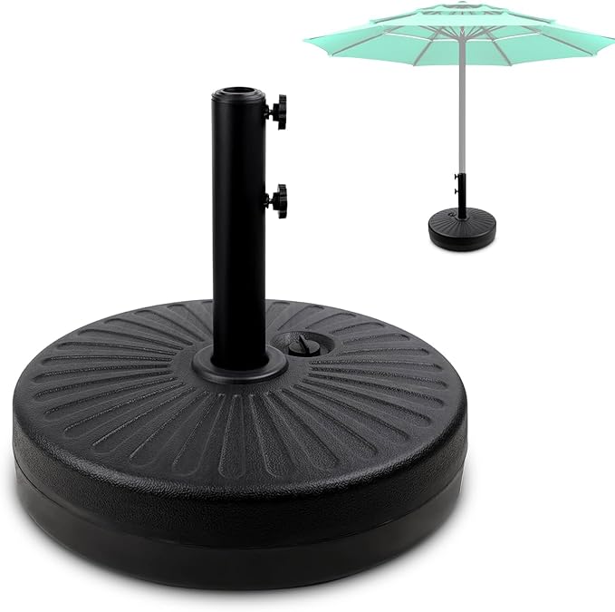 Outdoor Umbrella Base Stand, Water/Sand Filled Patio Umbrella Stand, Heavy Duty Umbrella Holder, Round Umbrella Base, Black