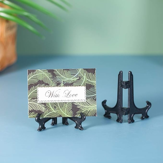 Artliving 3 Inch Black 12pcs/Set Plastic Easels Plate Display Stands Picture Frame Stand Holder