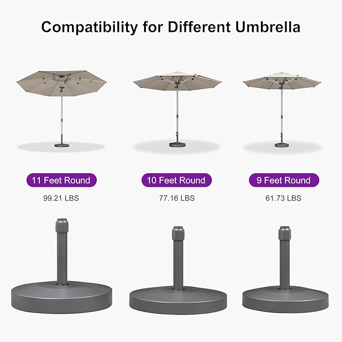 PURPLE LEAF Patio Umbrella Base Stand AT4035 Market Table Umbrellas Outdoor Heavy Duty Round Concrete Stand 77 LBS Black
