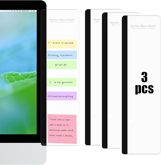 Office Desk Accessories 3pcs Multifunction Computer Monitor Memo Board - Transparent Computer Side Panel Memo Creative Monitor Side Panel Suitable for Office Home Desktop