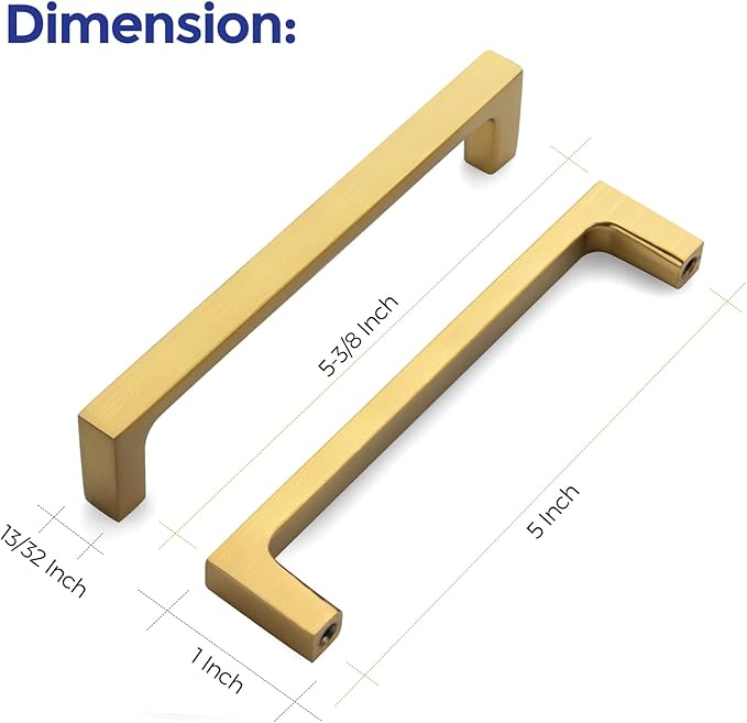 Ravinte 15 Pack Solid 5 Inch Kitchen Square Cabinet Handles Brushed Brass Drawer Pulls Kitchen Cabinet Hardware Handles