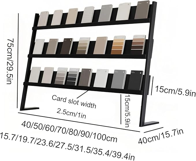 Floor Tile Display Stand, 3 Tier Standing Ceramic Tile Sample Display Rack, Sample Storage Rack, Show Shelf Holder, for Commercial Exhibition(60cm/23.6in)