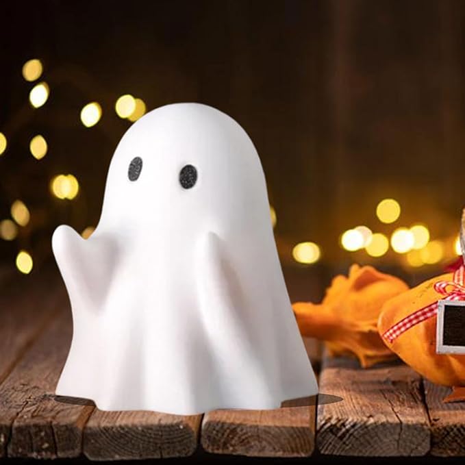Halloween Ghost Figurine, Funny Resin Pen Holder Ghost Statue, Cute Decor for Halloween Decorations Desk Indoor and Porch Spooky Home Decor