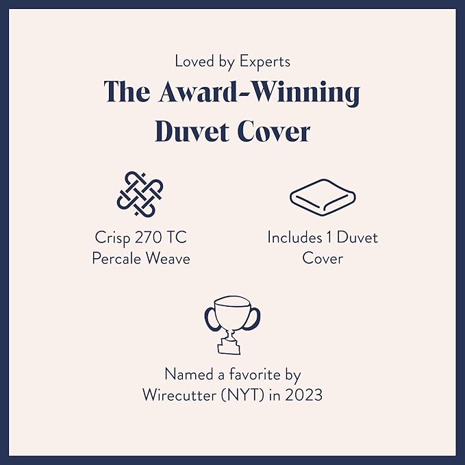 Brooklinen Luxury Percale Duvet Cover – 100% Cotton, Cool, Crisp, Extra-Long Corner Ties, Button Closure, Soft & Breathable – Machine Washable, Duvet Cover Full/Queen Bed Sizes (Pebble)