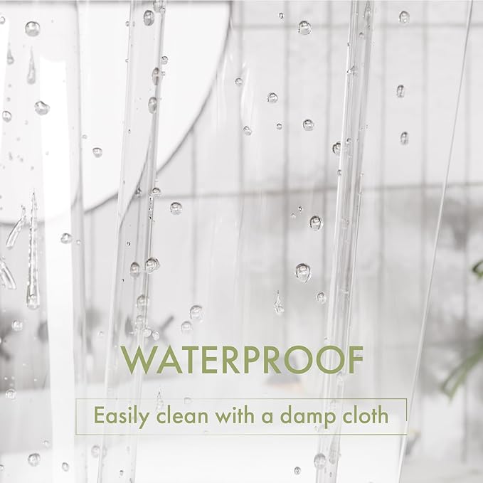 AmazerBath Clear Shower Curtain Liner, 72x78 Long Plastic Shower Curtain Liner, Waterproof PEVA Shower Liner, Cute Lightweight Shower Curtains for Bathroom with 3 Magnets and 12 Rustproof Grommets