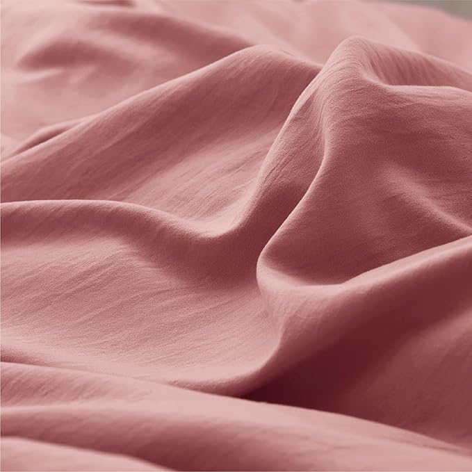 Bedsure Pink Clay Duvet Cover Full Size - 3 Pieces Prewashed Extra Soft Cotton-Like Polyester Bedding Set, Includes 1 Duvet Cover 80x90 Inches with Zipper Closure & 2 Pillow Shams, No Comforter