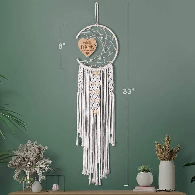 for Friends Women, Decoration Dream Catcher with Heart Pendant Birthday Friendship Gift for Best Female Friends, BFF, Soul Sister, Bestie, Boho Room Wall Decor