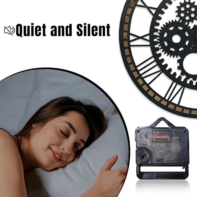 16 Inch Wall Clock, Gear Clock, Silent Non Ticking, Battery Operated Large Wall Clocks for Living Room Decor, Kitchen, Office (Vintage Industrial Steampunk)