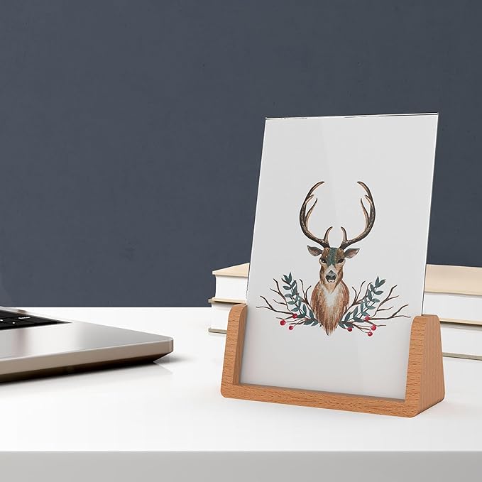 2 Pack 5x7 Inchs U-shaped Acrylic Sign Holder with Wood Base Menu Holder Flyer Holder Poster Stand Photo Stand (5*7)