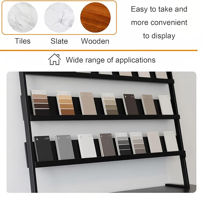 Floor Tile Display Stand, 3 Tier Standing Ceramic Tile Sample Display Rack, Sample Storage Rack, Show Shelf Holder, for Commercial Exhibition(60cm/23.6in)
