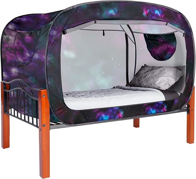 Bed Tent Twin Bed Canopy Portable Dream Tent for Adult Indoor Sleeping Tents with 2 Doors Breathable Private Space Tents, Galaxy