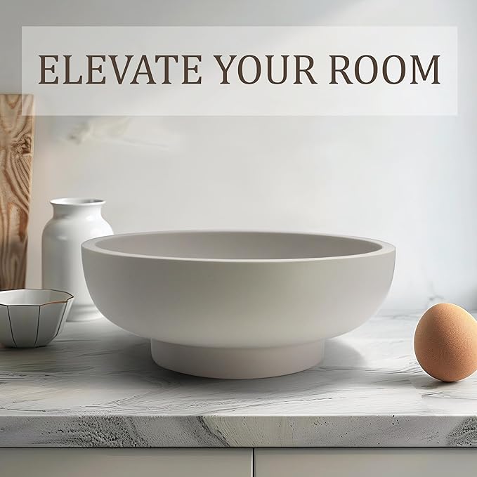 Large Decorative Bowl, Fruit Bowl for Kitchen Counter, Modern Resin Bowl for Home Decor, Key Holder for Entry Table, Grey