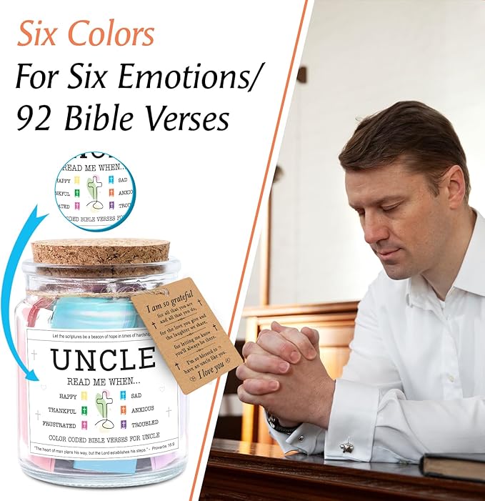 NewEleven Uncle Birthday Gifts - Gifts For Uncle, Funcle - Meaningful Present, Inspirational Gift For Uncles From Newphew, Niece, Kids - Bible Verse Jar