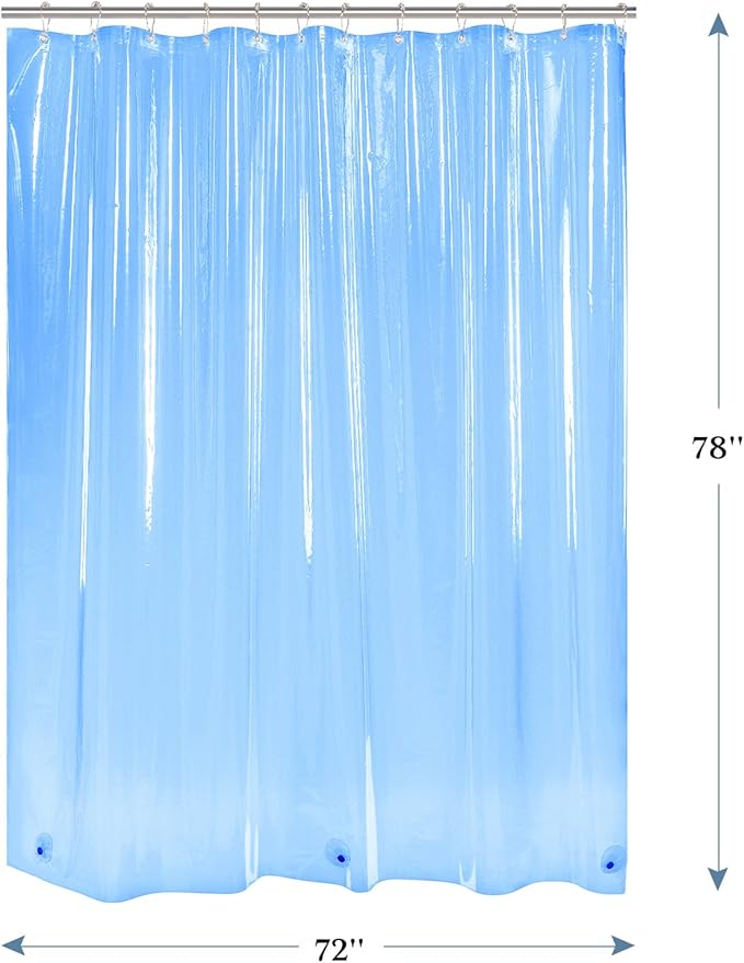 AmazerBath 72x78 Long Shower Curtain Liner, Clear Blue Plastic Shower Curtain Liner, Waterproof PEVA Shower Liner, Cute Lightweight Shower Curtains for Bathroom with 3 Magnets & Rustproof Grommets