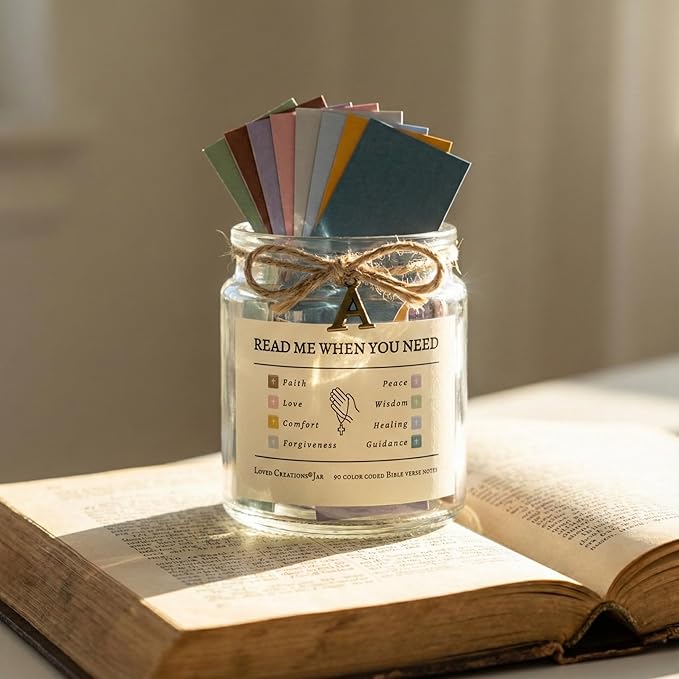 Bible Verse Jar for Christmas Gifts, Initial B Read Me When Prayer, Emotion and Feelings Scripture, Uplifting Jar Christian Gifts for Women, Scriptural Study Supplies Men Art Work for Family