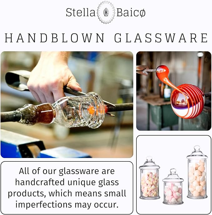 Set of 3 Apothecary Jars Glass, Apothecary Jars with Lids Bathroom, Clear Candy Jar Set, Decorative Jar for Party, Wedding and Home Decor (Height: 11", 8.5", 7.5"; Diameter: 5")