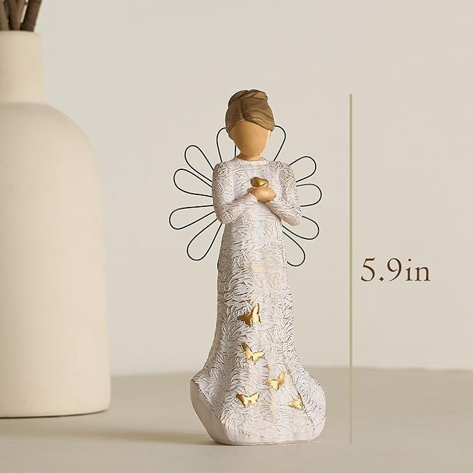 Sympathy Angel Figurines for Loss of Loved Ones Angel Statues Home Decor Serenity Prayer Gifts for Women Resin Sculpted Hand-Painted Figure Bereavement Gift Praying Hands Statue