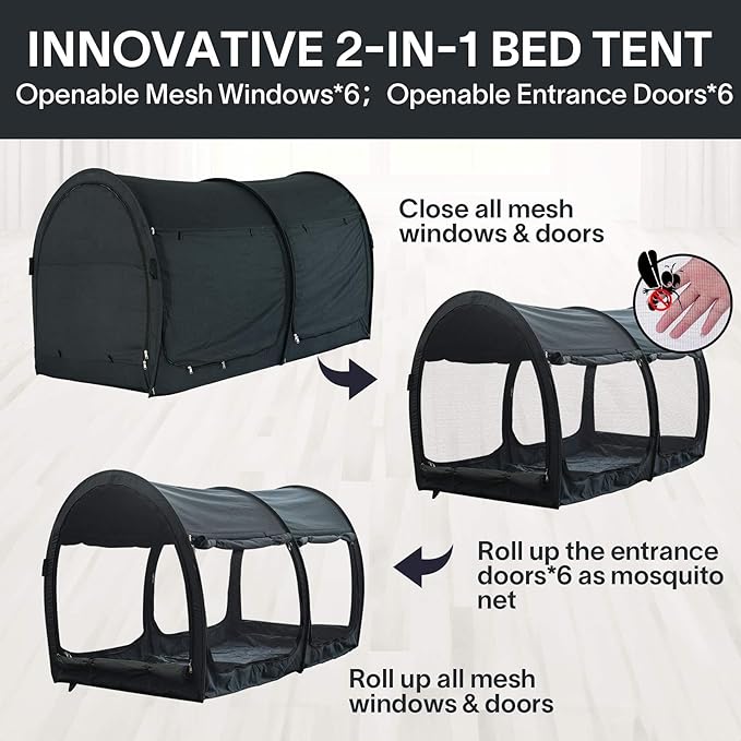 LEEDOR Bed Tent Dream Tents Bed Canopy Shelter Cabin Indoor Privacy Warm Breathable Pop Up Twin/Full/Queen for Kids and Adult Patent Pending(Mattress Not Included)