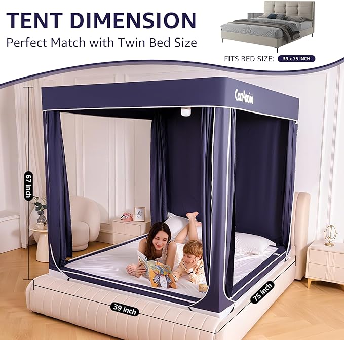 Twin Bed Tent for Kids Adults,Twin Size Canopy Bed Curtains,Mosquito net for Bed