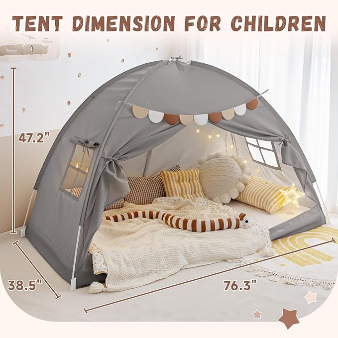 Sherilyn Bed Tent Bed Canopy Bunk Twin Size for Kids, Kids Tent Floor Indoor Privacy Sleeping Tents Dream Tents Indoor Drafty Room, Twin Bed Tents Blackout Space on Bed Tents Canopy Tents