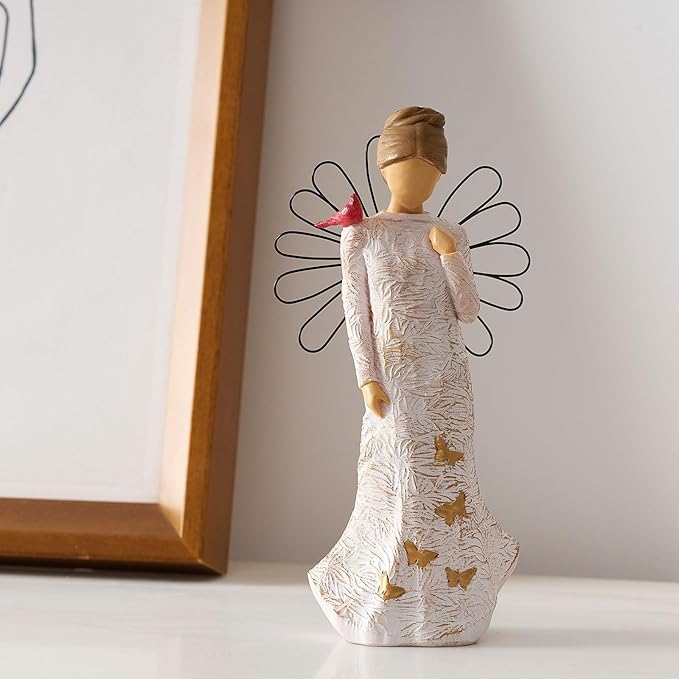 Sympathy Angel Figurines for Loss of Loved Ones Angel Statues Home Decor Serenity Prayer Gifts for Women Resin Sculpted Hand-Painted Figure Bereavement Gift Praying Hands Statue